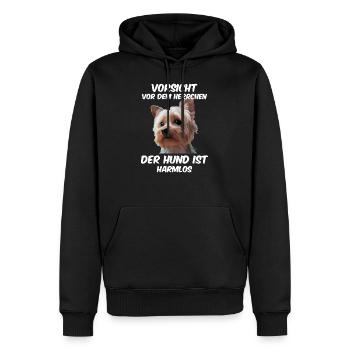 Yorkshire Terrier Vorsicht vor dem Herrchen - Männer Premium Bio Hoodie - Schwarz - Vorne - Nico (187cm)