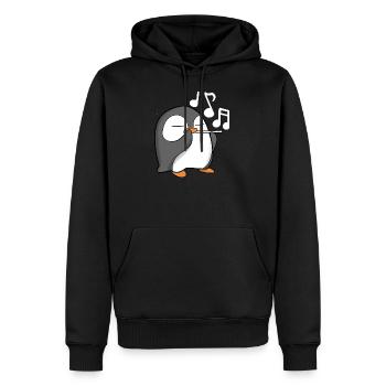 Le pingouin joue de la flûte - Sweat à capuche Premium bio Homme - noir - Devant - Nico (187cm)