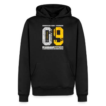 09 Ariejo Occitania (Ariège) - Sweat à capuche Premium bio Homme - noir - Devant - Nico (187cm)