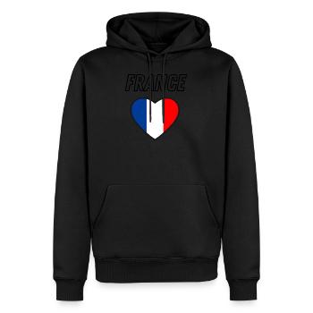 Frankreich blau weiß weiß herz T-Shirt unterstützen - Männer Premium Bio Hoodie - Schwarz - Vorne - Nico (187cm)