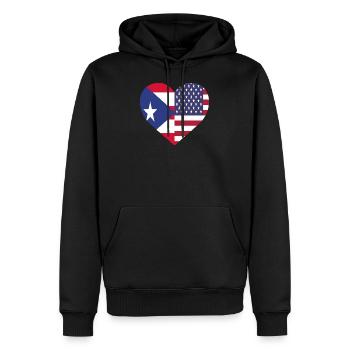 Puerto Rico Flagge Herz Design für Boricua USA - Männer Premium Bio Hoodie - Schwarz - Vorne - Nico (187cm)