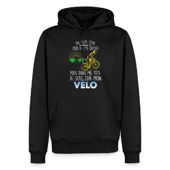 Vélo de course, homme cycliste cadeau - Sweat à capuche Premium bio Homme - noir - Devant - Nico (187cm)