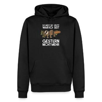 Faultier so Müde seit Gestern Faultierspruch - Männer Premium Bio Hoodie - Schwarz - Vorne - Nico (187cm)