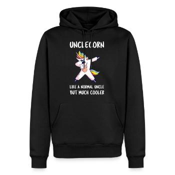 Unclecorn II - Génial Oncle Unicorn - Sweat à capuche Premium bio Homme - noir - Devant - Nico (187cm)