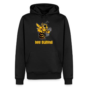 Bee strong - Sweat à capuche Premium bio Homme - noir - Devant - Nico (187cm)