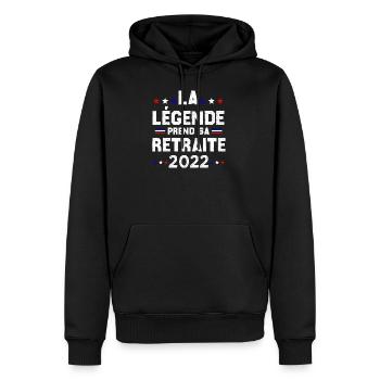 Retraite 2022 Cadeau Humour Personnalisé - Sweat à capuche Premium bio Homme - noir - Devant - Nico (187cm)