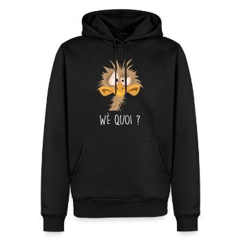 Humour tête d'oiseau citation râleur - Sweat à capuche Premium bio Homme - noir - Devant - Nico (187cm)