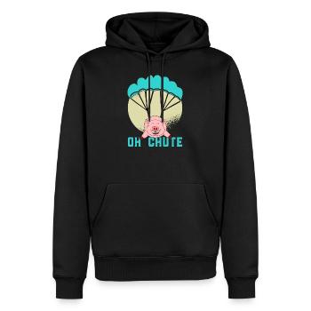 Schwein Ferkelchen mag Fallschirm fliegen - Männer Premium Bio Hoodie - Schwarz - Vorne - Nico (187cm)