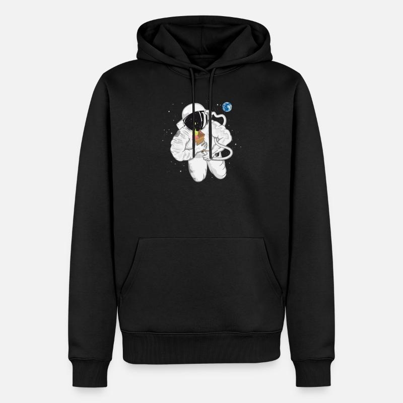 witziger Astronaut mit Eistüte im Weltall - Männer Premium Bio Hoodie - Schwarz