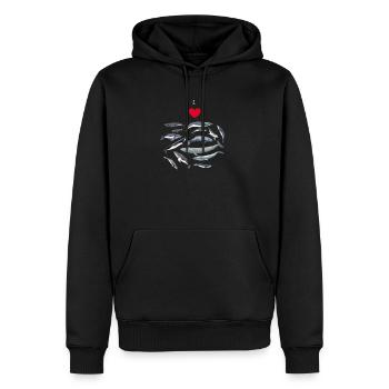 Love the whales - I love whales - Baleines - Men’s Premium Organic Hoodie - black - Front - Nico (187cm)