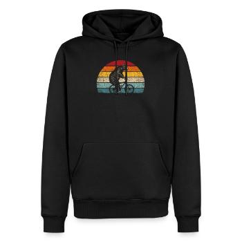 Vélo Ours BMX Rétro Soleil Vintage - Sweat à capuche Premium bio Homme - noir - Devant - Nico (187cm)