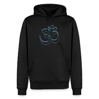 Bouddhisme cool signe Om bleu voir à travers - Sweat à capuche Premium bio Homme - noir - Devant - Nico (187cm)