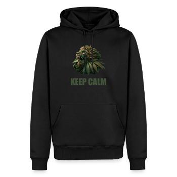 Keep Calm Lion plante de cannabis - Sweat à capuche Premium bio Homme - noir - Devant - Nico (187cm)