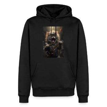 Katze Heavy Metal Sänger Rock Cool Gitarre Musik - Männer Premium Bio Hoodie - Schwarz - Vorne - Nico (187cm)