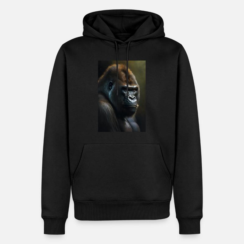 Gorilla Affe Cool - Männer Premium Bio Hoodie - Schwarz