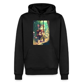 Katze Wandern Abenteur - Männer Premium Bio Hoodie - Schwarz - Vorne - Nico (187cm)