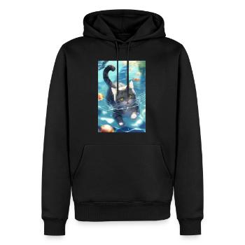 Katze Schwimmen Anime Manga - Männer Premium Bio Hoodie - Schwarz - Vorne - Nico (187cm)