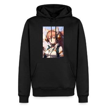 Anime Cat Girl Manga Otaku Waifu - Sweat à capuche Premium bio Homme - noir - Devant - Nico (187cm)