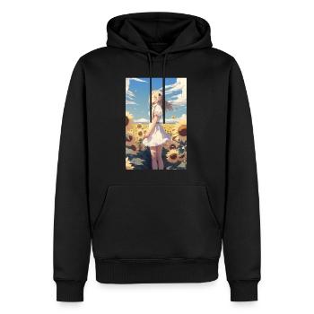 Anime Girl Anime Mädchen Waifu Otaku Sonnenblumen - Männer Premium Bio Hoodie - Schwarz - Vorne - Nico (187cm)