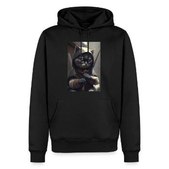 Ninja Katze Japan - Männer Premium Bio Hoodie - Schwarz - Vorne - Nico (187cm)