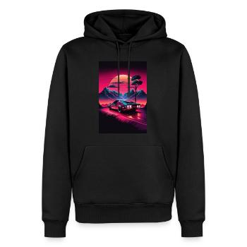 Synthwave Country Car Retro Sun Palms - Sweat à capuche Premium bio Homme - noir - Devant - Nico (187cm)