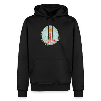 red christmas candle for christmas in frame - Men’s Premium Organic Hoodie - black - Front - Nico (187cm)
