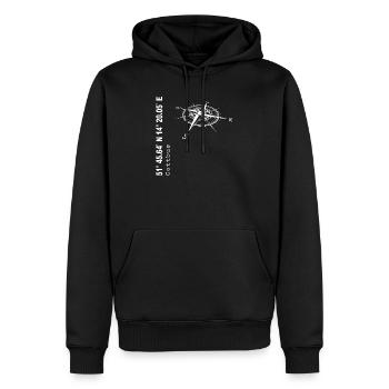 Koordinaten Cottbus - Männer Premium Bio Hoodie - Schwarz - Vorne - Nico (187cm)