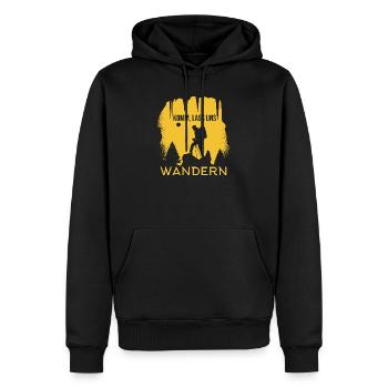 Komm, lass uns wandern - Männer Premium Bio Hoodie - Schwarz - Vorne - Nico (187cm)