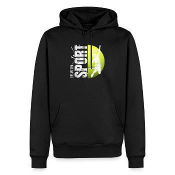 Eins mit dem Sport - Tennis - Männer Premium Bio Hoodie - Schwarz - Vorne - Nico (187cm)