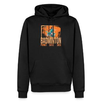 Punkt - Satz - Sieg - Männer Premium Bio Hoodie - Schwarz - Vorne - Nico (187cm)