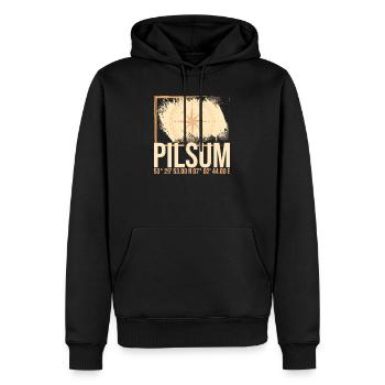 Pilsum Koordinaten - Männer Premium Bio Hoodie - Schwarz - Vorne - Nico (187cm)