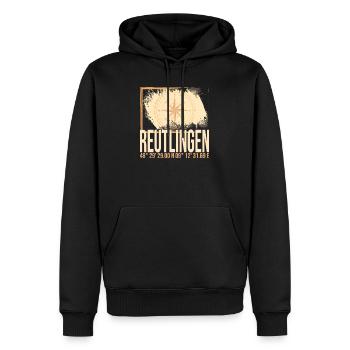 Reutlingen Koordinaten - Männer Premium Bio Hoodie - Schwarz - Vorne - Nico (187cm)