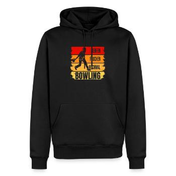 Werfen - Fluchen - Nochmal - Bowling - Männer Premium Bio Hoodie - Schwarz - Vorne - Nico (187cm)