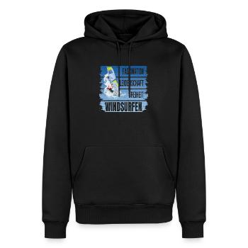 Faszination - Leidenschaft - Freiheit - Windsurfen - Männer Premium Bio Hoodie - Schwarz - Vorne - Nico (187cm)