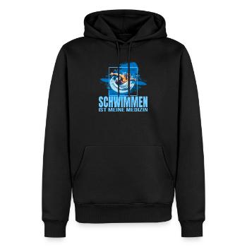 Schwimmen ist meine Medizin - Männer Premium Bio Hoodie - Schwarz - Vorne - Nico (187cm)