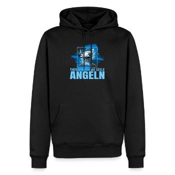 Therapie für die Seele - Angeln - Männer Premium Bio Hoodie - Schwarz - Vorne - Nico (187cm)