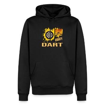 One Hundred Eighty - Dart - Männer Premium Bio Hoodie - Schwarz - Vorne - Nico (187cm)
