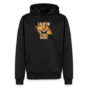 Laufen ist meine Droge - Männer Premium Bio Hoodie - Schwarz - Vorne - Nico (187cm)