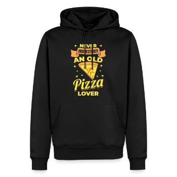 Unterschätze nie alte Pizzaliebhaber - Männer Premium Bio Hoodie - Schwarz - Vorne - Nico (187cm)