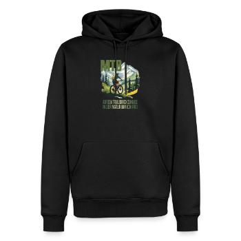 Auf dem Trail bin ich Zuhause in der Natur ... - Männer Premium Bio Hoodie - Schwarz - Vorne - Nico (187cm)