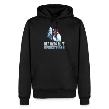 Der Berg ruft - Männer Premium Bio Hoodie - Schwarz - Vorne - Nico (187cm)