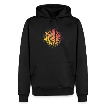 Ballon de volley-ball Explosion Icône du logo du joueur de volley-ball - Sweat à capuche Premium bio Homme - noir - Devant - Nico (187cm)