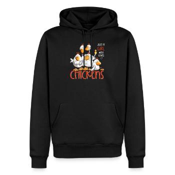 Juste une fille qui aime les poulets Fan de poulets de poulet - Sweat à capuche Premium bio Homme - noir - Devant - Nico (187cm)