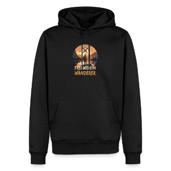 Frei wie ein Wanderer - Männer Premium Bio Hoodie - Schwarz - Vorne - Nico (187cm)