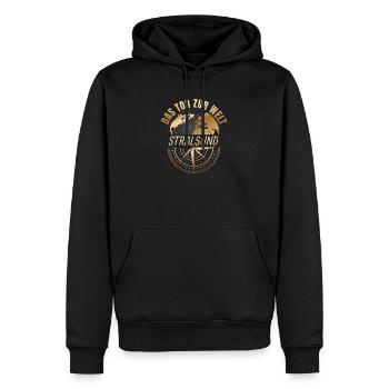 Das Tor zur Welt - Stralsund - Männer Premium Bio Hoodie - Schwarz - Vorne - Nico (187cm)