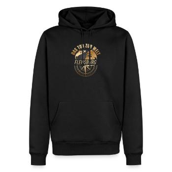 Das Tor zur Welt Flensburg - Männer Premium Bio Hoodie - Schwarz - Vorne - Nico (187cm)