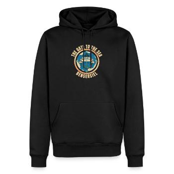 The Gate to the Sea - Besnsersiel - Männer Premium Bio Hoodie - Schwarz - Vorne - Nico (187cm)
