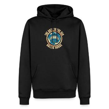 The Gate to the Sea - Hallig Hooge - Männer Premium Bio Hoodie - Schwarz - Vorne - Nico (187cm)