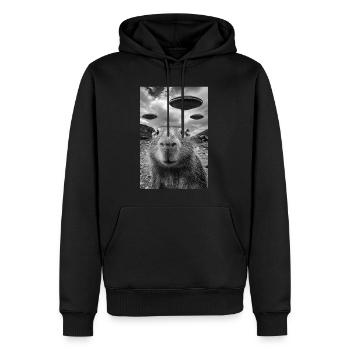 Drôle Capybara Selfie OVNI Alien - Sweat à capuche Premium bio Homme - noir - Devant - Nico (187cm)