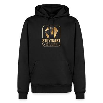 Stuttgart - Männer Premium Bio Hoodie - Schwarz - Vorne - Nico (187cm)